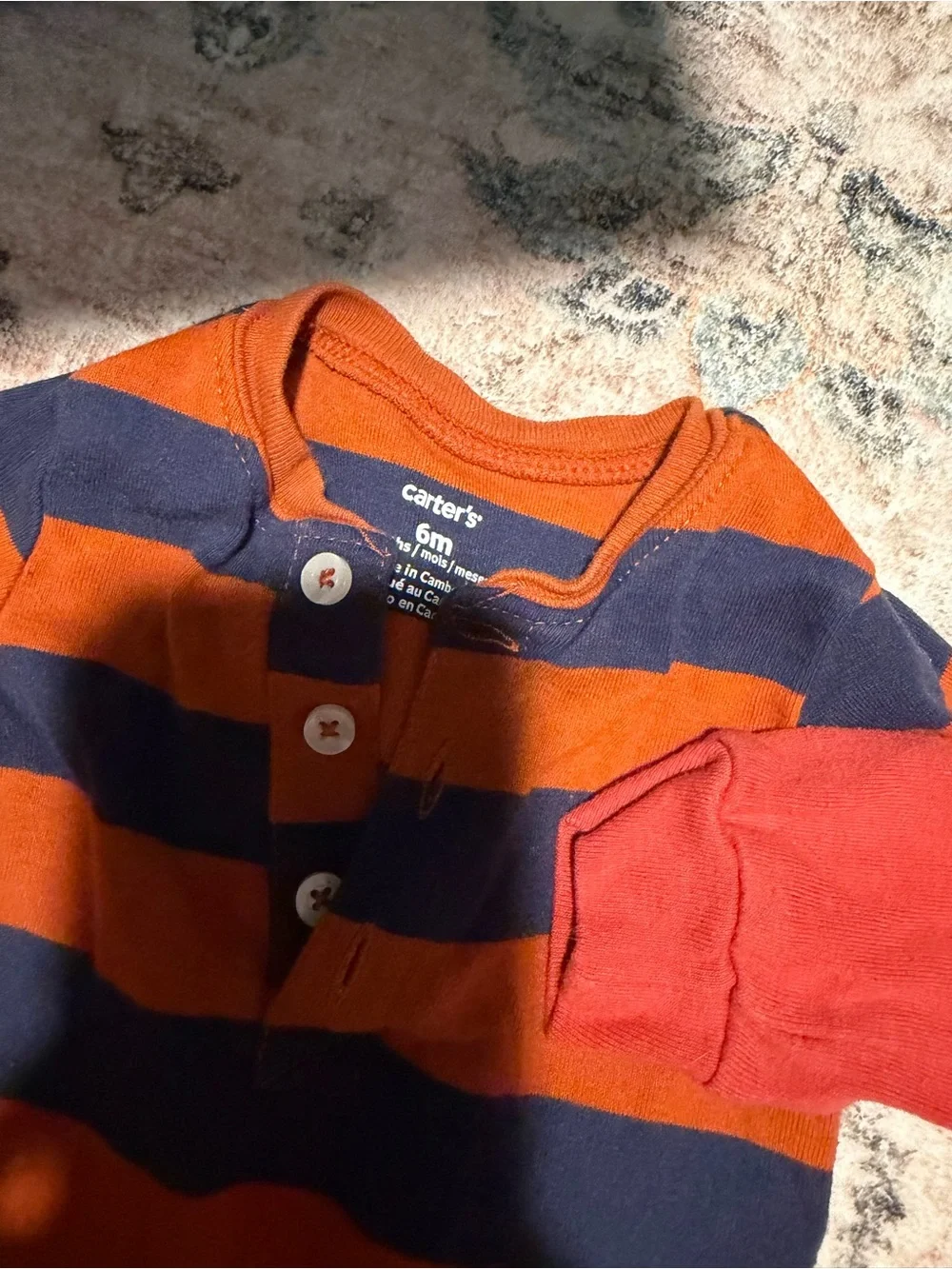 Carter's Navy Stripe and Rust-Orange Striped Baby One-Piece Bodysuit Set